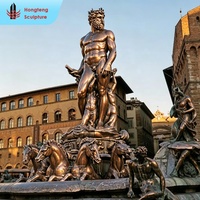 Statue de Poseidon, dieu grec, en bronze, laiton et cuivre, grande taille, pour aménagement paysager extérieur moderne de place publique, sculpture d'art métallique avec trident
