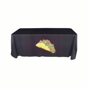 Nappe rectangulaire personnalisée en polyester imprimé, style rétro, durable, pour événements et salons professionnels - Product Image 1