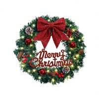 Karangan Bunga Natal Mewah PVC Buatan Tangan Realistis Gaya Baru 30/40/50cm Gantungan Pintu Hiasan Liburan