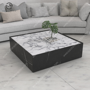 Table basse en marbre de luxe moderne personnalisée en chêne durable Mobilier d'appoint de style ferme pour l'entrée du salon - Product Image 1