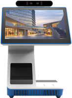 Terminal de contrôle d'accès KMS avec caméra 3D à double écran, reconnaissance faciale, code QR, NFC et imprimante de reçus pour l'enregistrement en hôtel
