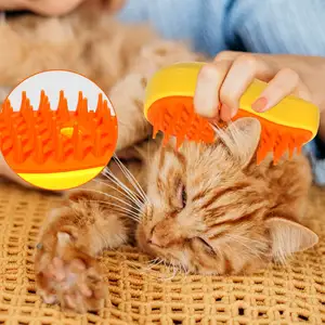 Çok fonksiyonlu 3 1 elektrik Pet sprey fırça yumuşak silikon kendini temizleme saç masaj buharlı tarak köpek puslu buhar kedi fırça