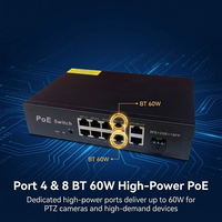 Switch PoE de 8 Puertos con 2 Puertos Gigabit Uplink, Protección contra Rayos de 6KV, Extensiones de Red de 250M para Cámaras IP AP-3028GE