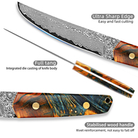Couteau de Chasse Artisanal de Haute Qualité, Acier Damas 67 Couches VG10, Couteaux Japonais Droits de Cuisine, Chef, Office et Tranchant