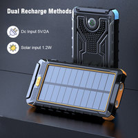 Banque d'alimentation solaire avec boussole intégrée, robuste, étanche, anti-poussière, portable, charge sans fil, pour les voyages en plein air, la randonnée
