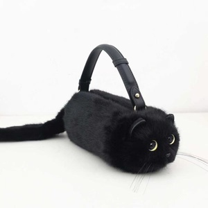 Porte-monnaie en peluche personnalisé de haute qualité en forme de chat mignon, sans rembourrage, sac à main en polyester doux pour filles, tendance - Product Image 1