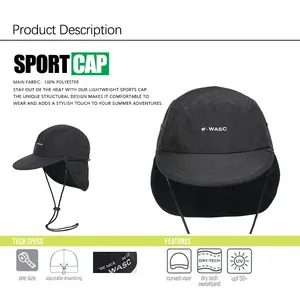 [Ear Flaps]Custom Logo Outdoor UV Protection Sun Hat SQuick Dry Baseball Cap With Face Cover Neck Flap Windproof Camp Caps