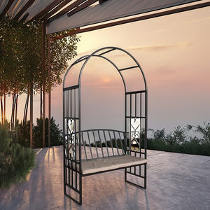 Arche de jardin en <span class=keywords><strong>fer</strong></span> <span class=keywords><strong>forgé</strong></span> avec siège, résistante à la pourriture, écologique, garantie 3 ans, arche de fleurs de mariage, <span class=keywords><strong>pergola</strong></span>, tonnelle - Product Image 3