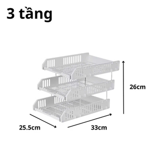 HALO 3-4 Tier <b>Plastic</b> File Organizer Document Tray Stackable Paper Storage Rack with Metal <b>Rod</b> for Office Desk Home School - Product Image 5