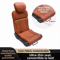 Siège copilote ultra-fin Copperchema pour passager unique, pour fourgonnettes/voitures/SUV OLIVER, convertible en lit, en acier, mousse haute densité, pliable