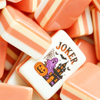 Jeu de Mahjong Happy Halloween en Acrylique Qualité Collection, Motif Écaille de Tortue, 4 Couches, Gravé, Style Américain, Fabrication Usine