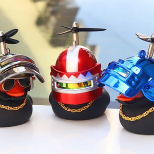 Kids Toys Yellow Duck Car Dashboard Decorations with Propeller Helmet Rubber Duck Promotional Toys