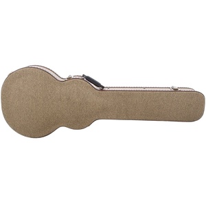 Étui de <span class=keywords><strong>guitare</strong></span> vintage de luxe rétro classique en bois rigide avec tissu jaune et garniture en cuir marron - Product Image 4