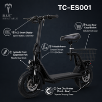 Scooter Eléctrico Elite de 500W y 48V con Cesta Trasera TC-ES001, Plegable, con Neumáticos Grandes de 12 Pulgadas, para Venta en Europa del Este