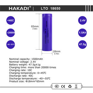 Batería de titanato de litio HAKADI LTO <span class=keywords><strong>18650</strong></span> 2,4 V 1500mAh 10C celda de batería LTO de alta descarga para paquete de batería diy para 48V 52V - Product Image 5