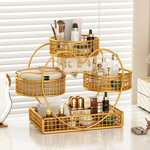 Cosmetic Storage Rack 4 Layers Desktop Makeup Organizer Skincare Storage Shelf Dressing <b>Table</b> <b>Vanity</b> Organizer - Product Image 2