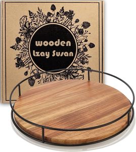 10 "12" Acacia rotation paresseux Susan <span class=keywords><strong>cuisine</strong></span> <span class=keywords><strong>plateau</strong></span> tournant organisateurs stockage pour armoire garde-manger <span class=keywords><strong>Table</strong></span> Organisation <span class=keywords><strong>plateau</strong></span> <span class=keywords><strong>pivotant</strong></span> en bois - Product Image 2