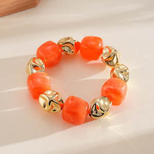 Bracelet enroulé de perles d'eau douce or rose, irrégulier, carré et semi-rond, style rétro, luxe, unisexe, cadeau - Product Image 5