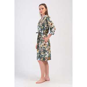 Bata de Lujo para Mujer con Manga 3/4 y Bolsillos, Logotipo Personalizable, Material Transpirable de Spandex, Tallas Grandes, Estampado Sólido, para Invierno - Product Image 2