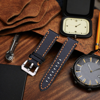 Correa de Cuero Genuino Hecha a Mano de Primera Calidad, Color Negro y Marrón Clásico, para Relojes Inteligentes, Resistente al Agua, Suave, LHP D-2AS 75+115mm, Directo de Fábrica