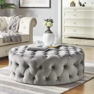 <span class=keywords><strong>Pouf</strong></span> ottoman Chesterfield rond moderne de haute qualité en velours, repose-pieds pour salon, tabouret de canapé, chaise en tissu - Product Image 4