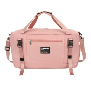 Sacs de voyage tendance personnalisés Oxford sacs de voyage à bandoulière simples imperméables pour femmes sac de voyage rose avec pochette pour chaussures sacs de sport