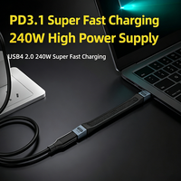 Câble de transfert USB4 portable 8K 240W USB C vers Type C mâle, câble de données 80 Gbps, câble de charge court pour téléphone portable, ordinateur portable