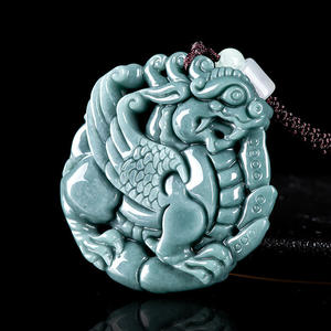 Pendentif en jade naturel bleu eau Kirin, bijoux pour hommes, design original, style chinois, cadeau avec certificat d'évaluation PX63 - Product Image 3