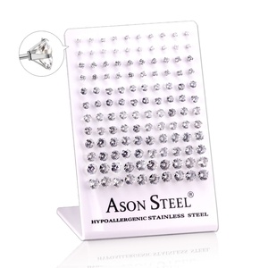Boucles d'oreilles tendance en acier inoxydable avec zircon cubique, bijoux en or, présentoir pour cartes de boucles d'oreilles - Product Image 4