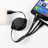 Câble rétractable 3-en-1 Stongwire à charge rapide USB Type-C Micro MFI TPE compatible iPhone 14/15/12/11 Pro Max