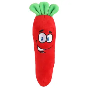 JJT Soft Pet ChewingToys Fruits Vegetables Shape Interactive Plush Toy Squeaky Dog Toy