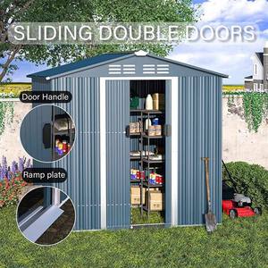 Abri <span class=keywords><strong>de</strong></span> <span class=keywords><strong>jardin</strong></span> métallique multifonctionnel 6x4, <span class=keywords><strong>armoire</strong></span> <span class=keywords><strong>de</strong></span> rangement extérieure pour tondeuses à gazon, vélos et niche pour animaux, construction étanche - Product Image 2