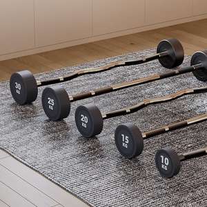 Juego de mancuernas de goma PU PVC con estante fijo para gimnasio 20kg 50kg pesas libres para levantamiento de pesas barras rectas y curvas - Product Image 3