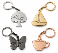 Porte-clés en métal personnalisé avec breloque arbre, voilier, papillon, tasse, logo sur mesure, vente en gros directe usine, fabricant de cadeaux