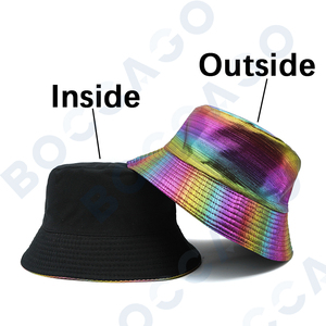 Chapeau Bob Métallique Holographique Arc-en-ciel Brillant Iridescent Couleur Laser Unisexe pour Festival, Soirée Rave et Protection Solaire - Product Image 2