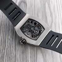 Premium Kohlefaser Tonneau Hohlgehäuse-Uhr Saphirglas Mechanisches Tourbillon-Uhrwerk Sportliche Luxus-Armbanduhr Grau