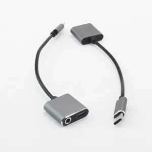 USB-C זכר סוג C נקבה ו 3.5mm AUX יציאת כבל עבור טעינה ומוסיקה מתאם