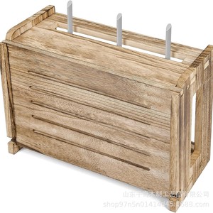 Wooden Router <b>Storage</b> Box <b>Wall</b> <b>Mounted</b> With Cable Management For Home Office Use - Product Image 2
