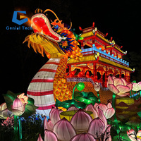 JN-Zm24 longue lanterne de dragon traditionnelle faite à la main exposition de lanterne de dragon de soie LED s'allume à vendre