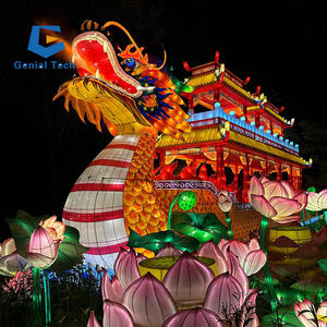 Linterna larga tradicional de dragón, linterna de dragón de seda hecha a mano, luces LED de exposición a la venta - Product Image 5