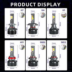 Ampoules de phares LED H4 super lumineuses 200W, triple tube en cuivre, éclairage automobile H1 H3 H4 H7 H11 HB3 HB4, phares LED - Product Image 5