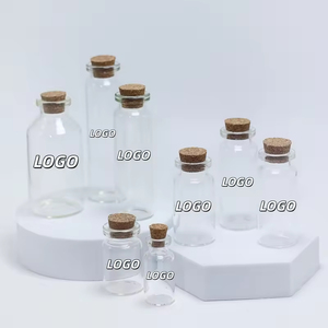 Wholesale Mini Wishing Bottle 5ml 10ml 15ml 20ml 25ml Glass Vials Custom Logo Clear Glass Match Storage <b>Jar</b> with Cork Stopper - Product Image 1