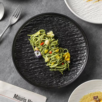 Assiettes en céramique de qualité supérieure, résistantes au lave-vaisselle et au micro-ondes, noires, pour la restauration occidentale, 8 pouces, en porcelaine, pour restaurant