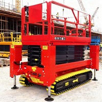 Gratis pengiriman Crawler Lift CE 6M 8M 10M 12M semua medan gunting angkat luar ruangan gunting dengan tahan lama roda semua medan