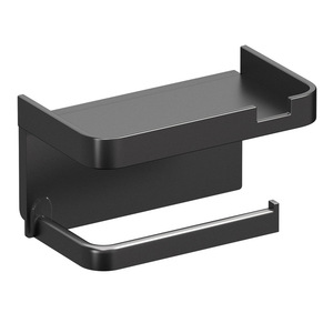 Sea Shark Wall Mounted Toilet Paper <b>Holder</b> Black Plastic Modern Minimalist Style With Shelf For Bathroom <b>Kitchen</b> - Product Image 5