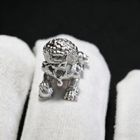 Breloque Lion Gardien Chinois Vintage en Argent Sterling 925 Massif pour Fabrication de Bracelets DIY, Perle Breloque Animale, Bijoux Fins