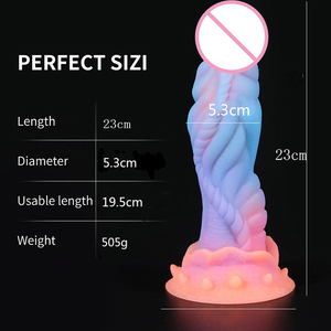 قضيب اصطناعي واقعي مضيء يضيء في الظلام بحجم 9 بوصة ألعاب جنسية من السيليكون السائل للنساء قضيب اصطناعي سميك للارتداء الجنسي بحجم كبير - Product Image 2