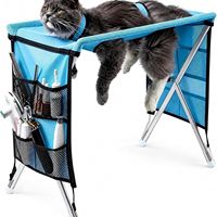 Table de toilettage pliable pour animaux de compagnie en acier inoxydable de qualité supérieure, support de bain pour chats et chiens avec boucle de retenue, équipement vétérinaire