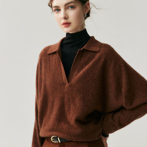 Pull en <span class=keywords><strong>cachemire</strong></span> pour femme, style personnalisable, hiver, luxe léger, décontracté, col rabattu semi-ouvert, tricoté, coupe ample - Product Image 4