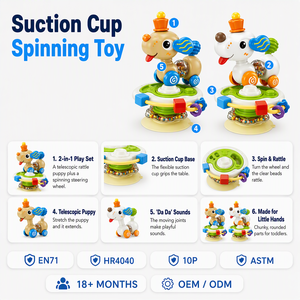 Suction Cup Spinning Toy High Chair Baby Rattle Toys with Steering Wheel <strong>Telescopic</strong> Dog Sensory Toy Set for Toddlers 18 Months - Product Image 3